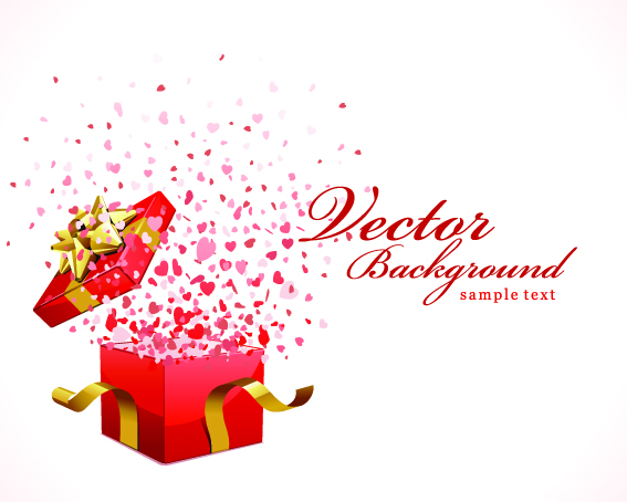 free vector Romantic gift opening moments vector